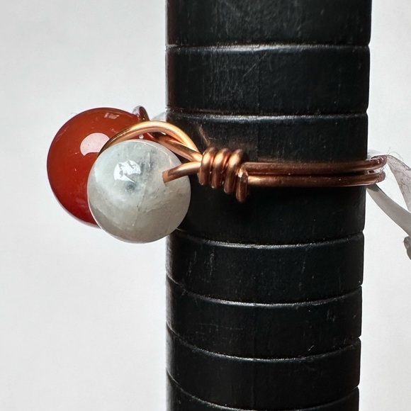 Carnelian moon stone ring copper hand made - Picture 4 of 4